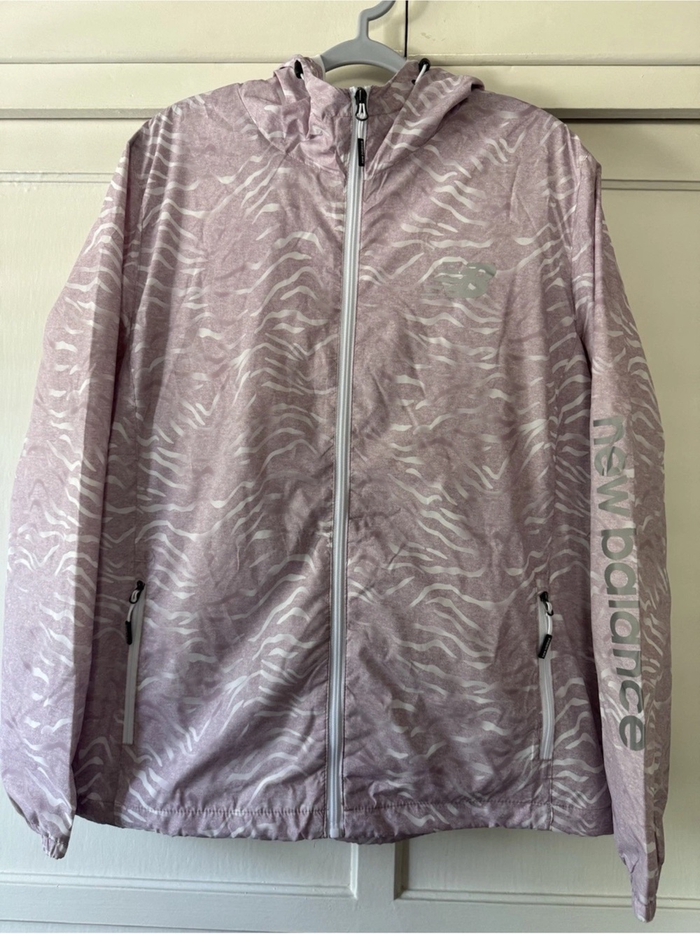 New Balance Lavender and White Zebra-Print Hooded Windbreaker